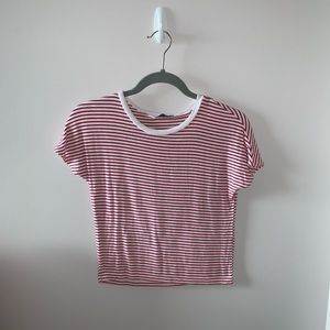 zara, red and white striped crop top